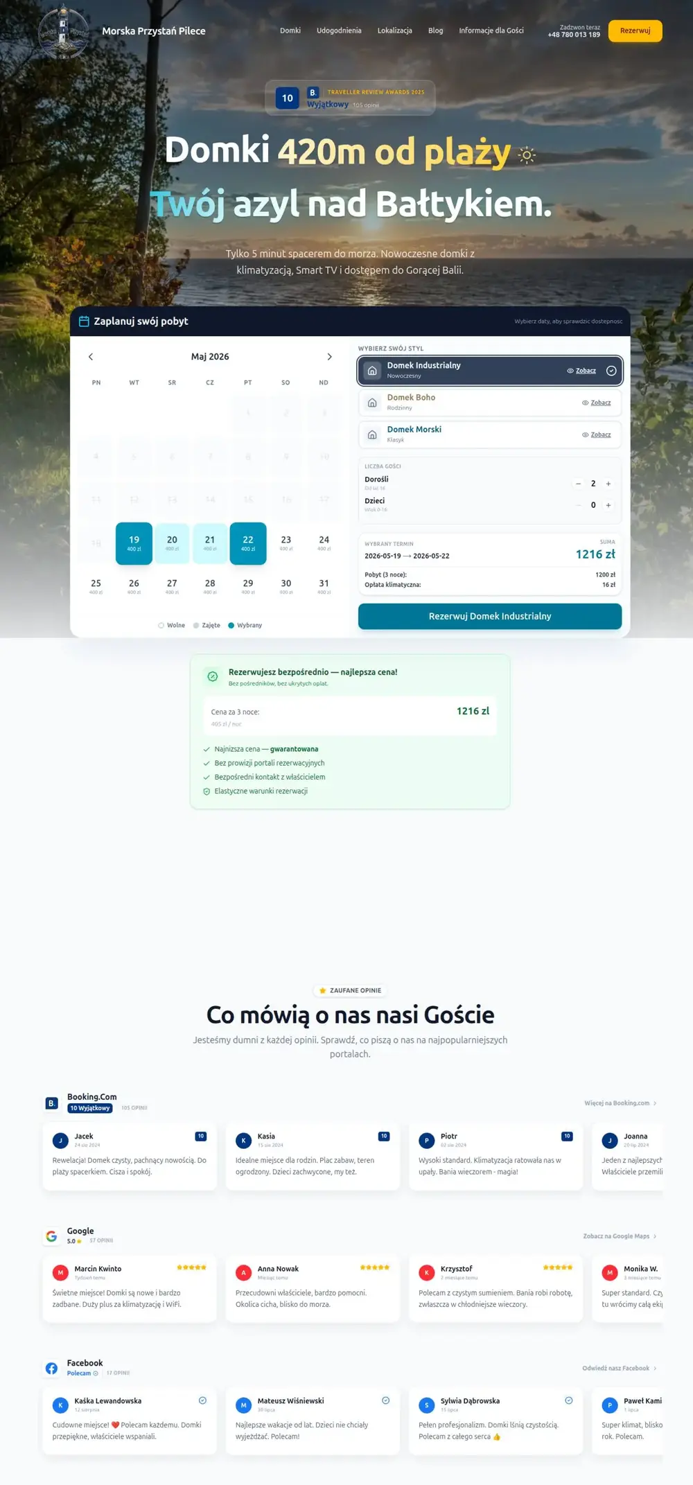 Morska Przystań Pilece — screenshot strony